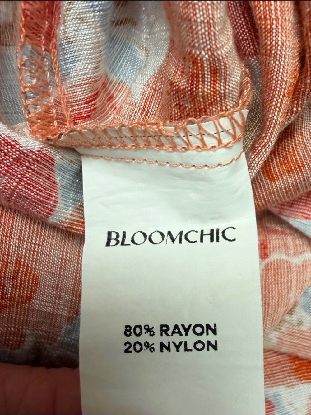 BloomChic Plus Size 22-24 Orange Floral Ruffle Neck Tunic Top - Picture 9 of 10